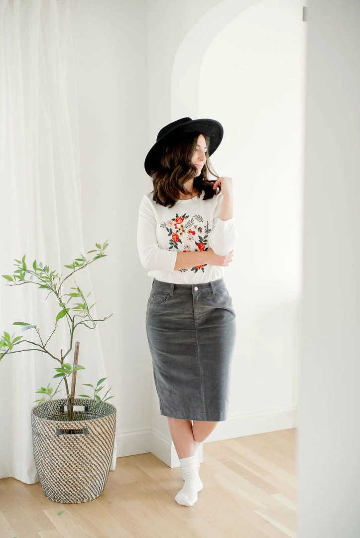 The Main Street Exchange 'Ember' Corduroy Skirt In Charcoal FINAL SALE Exclusive Designs 2 The Main Street Exchange 'Ember' Corduroy Skirt In Charcoal FINAL SALE Exclusive Designs