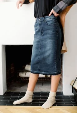 The Main Street Exchange 'Adeline' Knee Length Denim Skirt FINAL SALE