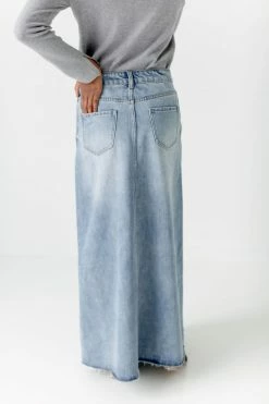 THE MAIN STREET EXCHANGE Exclusive Designs 'Haven' Long Denim Skirt In Light Wash