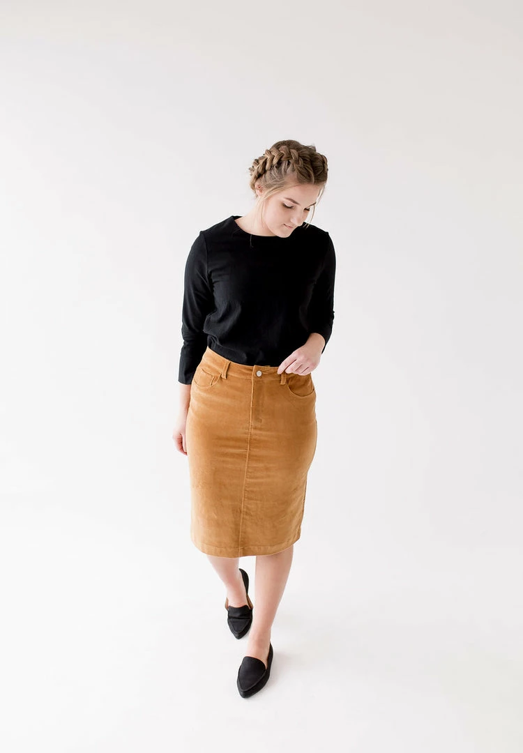 The Main Street Exchange 'Ember' Corduroy Skirt In Camel FINAL SALE 5 The Main Street Exchange 'Ember' Corduroy Skirt In Camel FINAL SALE