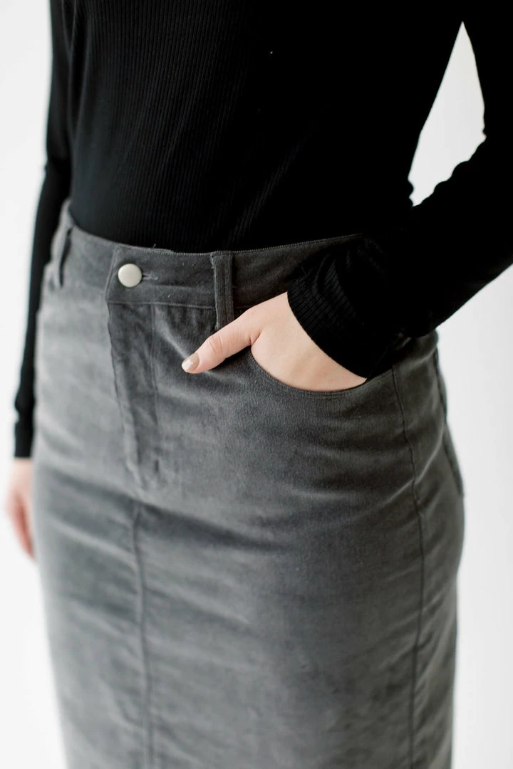 The Main Street Exchange 'Ember' Corduroy Skirt In Charcoal FINAL SALE Exclusive Designs 5 The Main Street Exchange 'Ember' Corduroy Skirt In Charcoal FINAL SALE Exclusive Designs