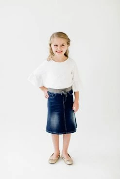 The Main Street Exchange Exclusive Designs 'Ava' Girl Knit Denim Skirt