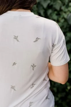 Polagram Tops/Cardigans 'Easton' Embroidered Leaf Print Top In Ivory FINAL SALE 9 Polagram Tops/Cardigans 'Easton' Embroidered Leaf Print Top In Ivory FINAL SALE