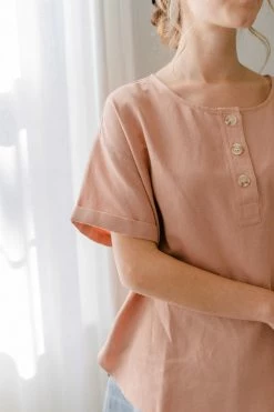 Wishlist 'Helen' Cuffed Sleeve Button Up Top In Clay FINAL SALE 8 Wishlist 'Helen' Cuffed Sleeve Button Up Top In Clay FINAL SALE