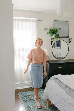 Wishlist 'Helen' Cuffed Sleeve Button Up Top In Clay FINAL SALE 9 Wishlist 'Helen' Cuffed Sleeve Button Up Top In Clay FINAL SALE