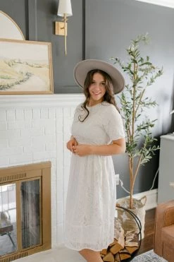 Polagram 'Serenity' Lace Midi Dress In Ivory FINAL SALE