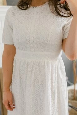 Polagram 'Serenity' Lace Midi Dress In Ivory FINAL SALE