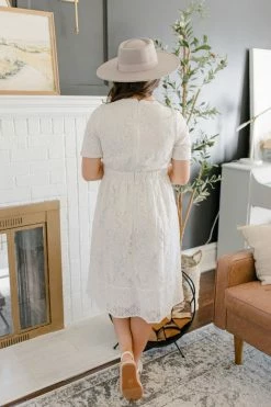Polagram 'Serenity' Lace Midi Dress In Ivory FINAL SALE