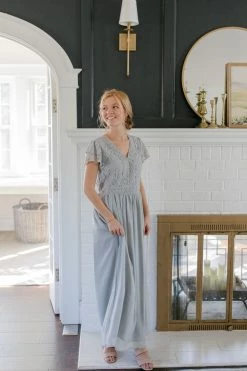 Tea N Rose 'Maeve' Lace Bodice Maxi Dress In Light Sage FINAL SALE