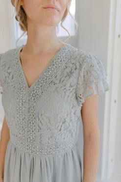 Tea N Rose 'Maeve' Lace Bodice Maxi Dress In Light Sage FINAL SALE