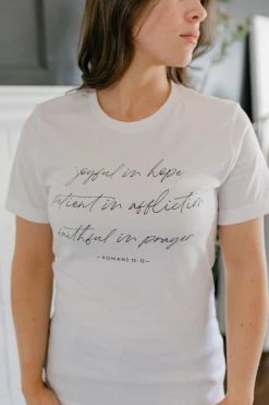 Oat Collective Tops/Cardigans 'Joyful In Hope' Graphic Tee In Ivory