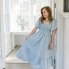In-Loom 'Ahna' Flutter Sleeve Smocked Chambray Midi Dress In Lightwash FINAL SALE