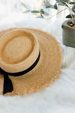 Queens 'Brunswick' Ribbon Trim Raffia Hat Accessories