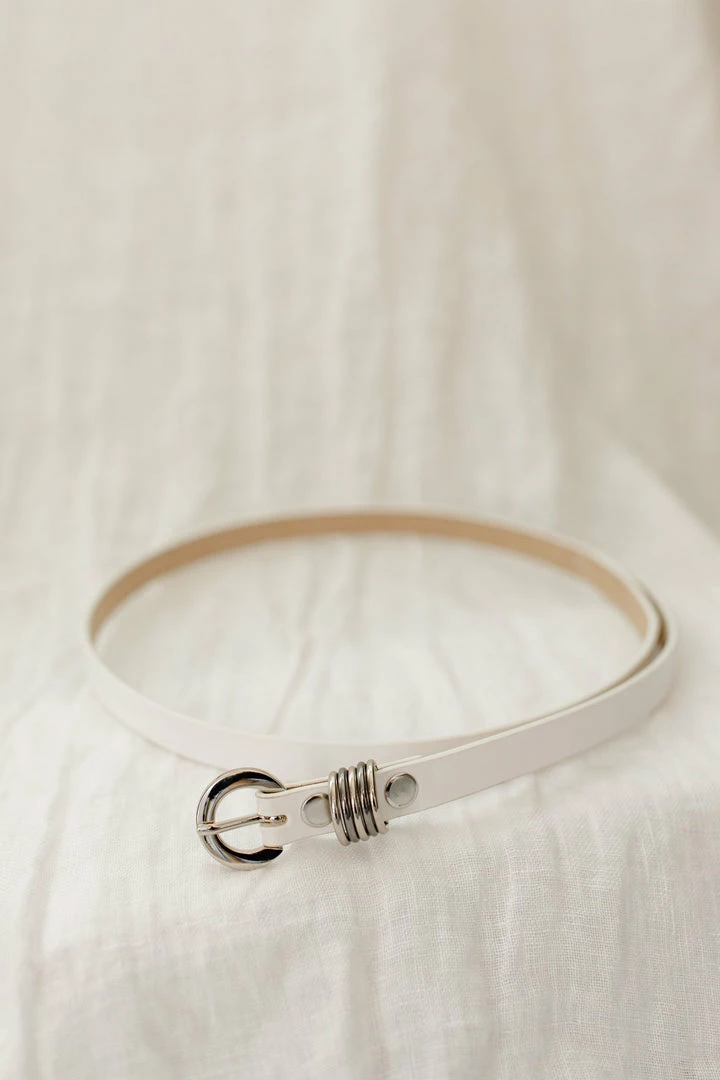 ANZELL Accessories Patent Faux Leather Belt In White 2 ANZELL Accessories Patent Faux Leather Belt In White