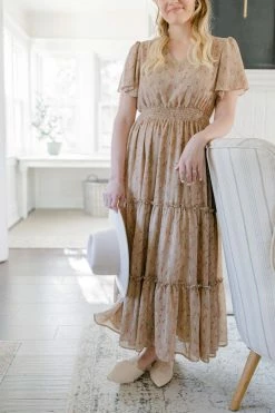 Mikarose 'Elizabeth' Floral Maxi Dress In Taupe Dresses