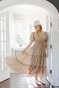 Mikarose 'Elizabeth' Floral Maxi Dress In Taupe Dresses