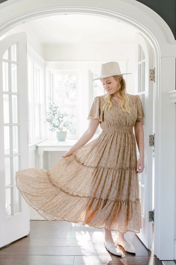 Mikarose 'Elizabeth' Floral Maxi Dress In Taupe Dresses 1 Mikarose 'Elizabeth' Floral Maxi Dress In Taupe Dresses