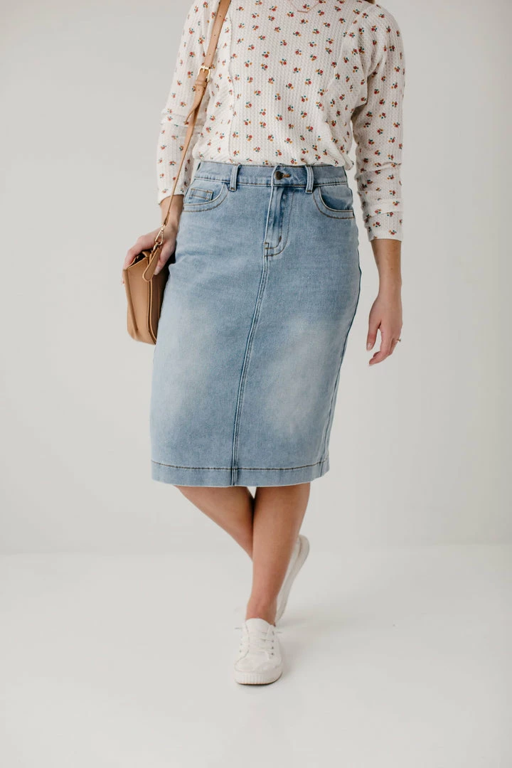 The Main Street Exchange 'Leah' Denim Skirt In Light Wash 1 The Main Street Exchange 'Leah' Denim Skirt In Light Wash