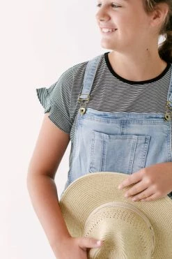 Hayden Los Angeles 'Kaya' Girl Striped Ruffle Sleeve Top