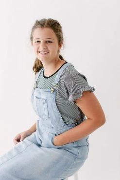 Hayden Los Angeles 'Kaya' Girl Striped Ruffle Sleeve Top