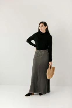 The Main Street Exchange 'Caroline' Long Knit Denim Skirt Exclusive Designs