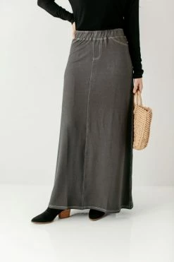 The Main Street Exchange 'Caroline' Long Knit Denim Skirt Exclusive Designs