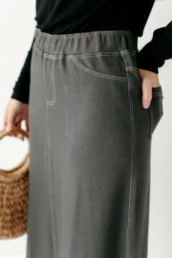 The Main Street Exchange 'Caroline' Long Knit Denim Skirt Exclusive Designs