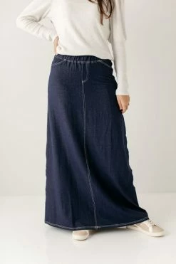 The Main Street Exchange 'Caroline' Long Knit Denim Skirt Exclusive Designs