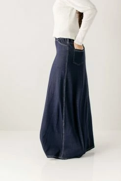 The Main Street Exchange 'Caroline' Long Knit Denim Skirt Exclusive Designs