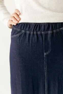 The Main Street Exchange 'Caroline' Long Knit Denim Skirt Exclusive Designs