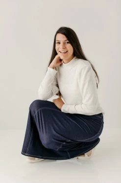 The Main Street Exchange 'Caroline' Long Knit Denim Skirt Exclusive Designs