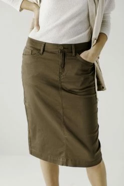 The Main Street Exchange 'Leah' Skirt In Muted Olive FINAL SALE Skirts