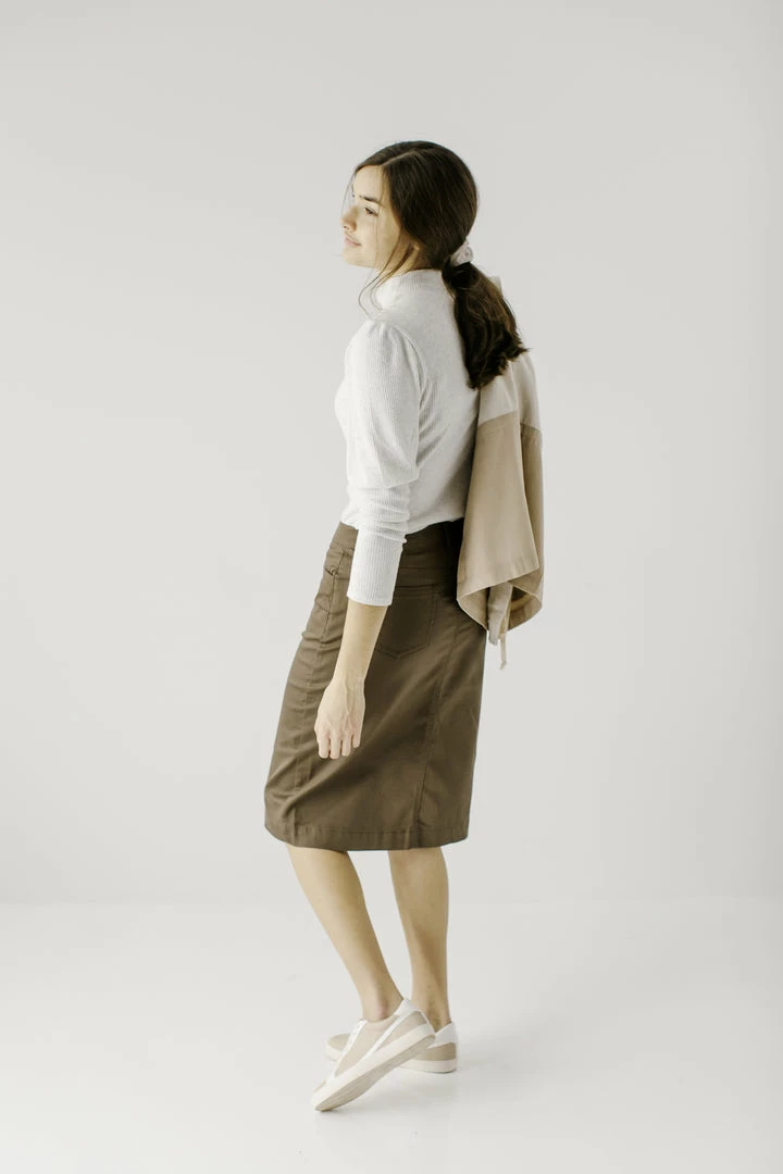 The Main Street Exchange 'Leah' Skirt In Muted Olive FINAL SALE Skirts 4 The Main Street Exchange 'Leah' Skirt In Muted Olive FINAL SALE Skirts