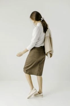 The Main Street Exchange 'Leah' Skirt In Muted Olive FINAL SALE Skirts
