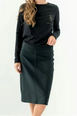 The Main Street Exchange 'Sara' Knit Denim Skirt In Forest Green FINAL SALE Skirts