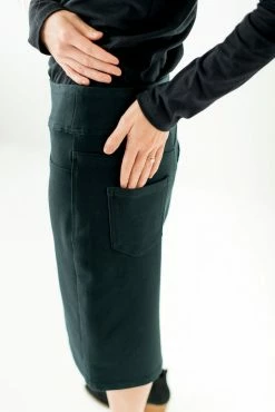 The Main Street Exchange 'Sara' Knit Denim Skirt In Forest Green FINAL SALE Skirts 8 The Main Street Exchange 'Sara' Knit Denim Skirt In Forest Green FINAL SALE Skirts