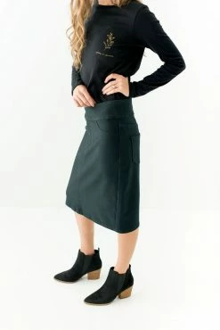 The Main Street Exchange 'Sara' Knit Denim Skirt In Forest Green FINAL SALE Skirts 7 The Main Street Exchange 'Sara' Knit Denim Skirt In Forest Green FINAL SALE Skirts