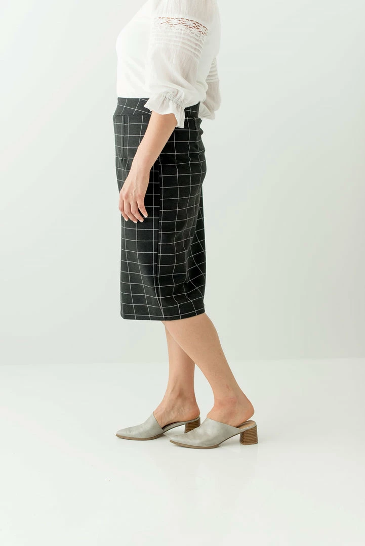 The Main Street Exchange Exclusive Designs 'Anna' Skirt In Charcoal Windowpane FINAL SALE 3 The Main Street Exchange Exclusive Designs 'Anna' Skirt In Charcoal Windowpane FINAL SALE