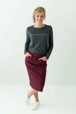 The Main Street Exchange 'Leah' Skirt In Mulberry FINAL SALE Denim