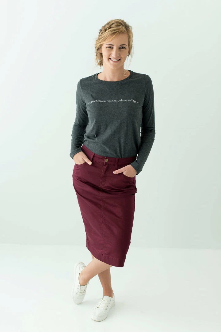 The Main Street Exchange 'Leah' Skirt In Mulberry FINAL SALE Denim 1 The Main Street Exchange 'Leah' Skirt In Mulberry FINAL SALE Denim