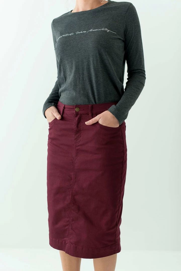 The Main Street Exchange 'Leah' Skirt In Mulberry FINAL SALE Denim 2 The Main Street Exchange 'Leah' Skirt In Mulberry FINAL SALE Denim