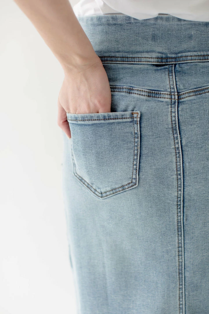 The Main Street Exchange Exclusive Designs 'Sara' Ankle Length Denim Skirt Light Wash 4 The Main Street Exchange Exclusive Designs 'Sara' Ankle Length Denim Skirt Light Wash