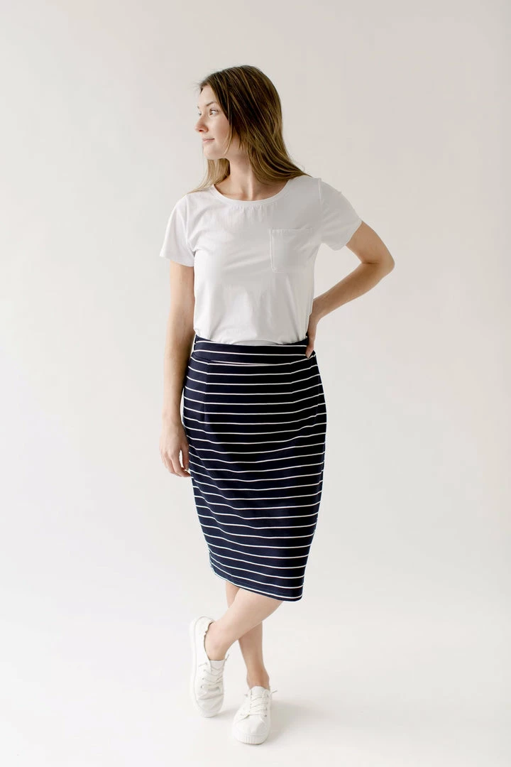 The Main Street Exchange 'Anna' Skirt In Navy With White Stripes FINAL SALE 8 The Main Street Exchange 'Anna' Skirt In Navy With White Stripes FINAL SALE