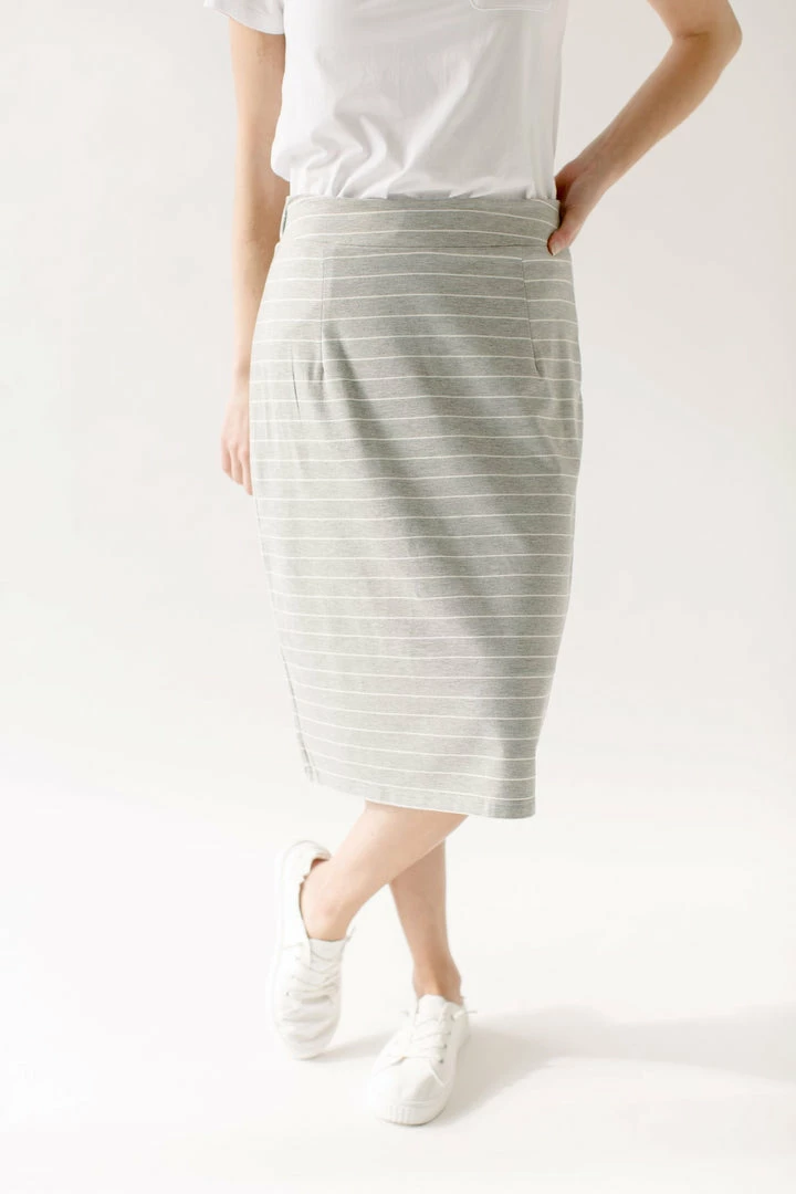 The Main Street Exchange Exclusive Designs 'Anna' Skirt In Grey/White Stripes FINAL SALE 3 The Main Street Exchange Exclusive Designs 'Anna' Skirt In Grey/White Stripes FINAL SALE