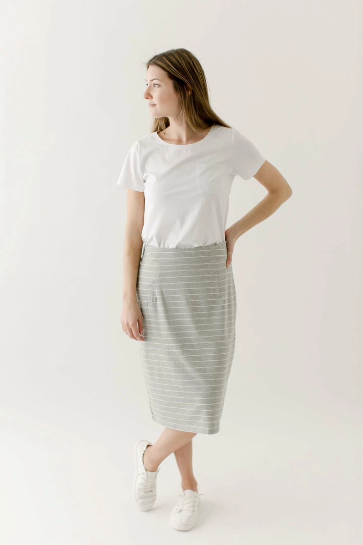The Main Street Exchange Exclusive Designs 'Anna' Skirt In Grey/White Stripes FINAL SALE 2 The Main Street Exchange Exclusive Designs 'Anna' Skirt In Grey/White Stripes FINAL SALE