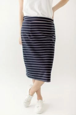 The Main Street Exchange 'Anna' Skirt In Navy With White Stripes FINAL SALE