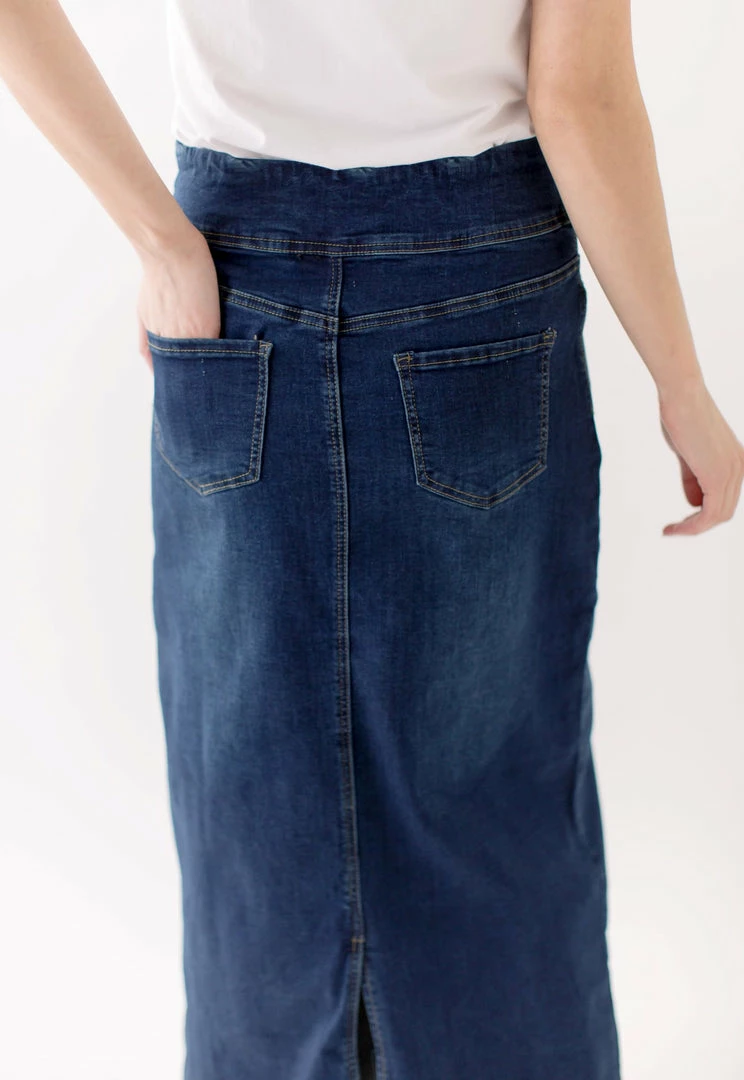 The Main Street Exchange Exclusive Designs 'Sara' Classic Long Denim Skirt Dark Wash 6 The Main Street Exchange Exclusive Designs 'Sara' Classic Long Denim Skirt Dark Wash