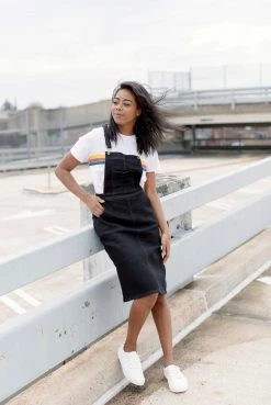 The Main Street Exchange 'Hailee' Black Denim Skirt Overalls