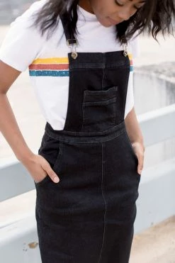 The Main Street Exchange 'Hailee' Black Denim Skirt Overalls