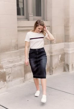 The Main Street Exchange 'Esme' Vintage Black Denim Skirt FINAL SALE
